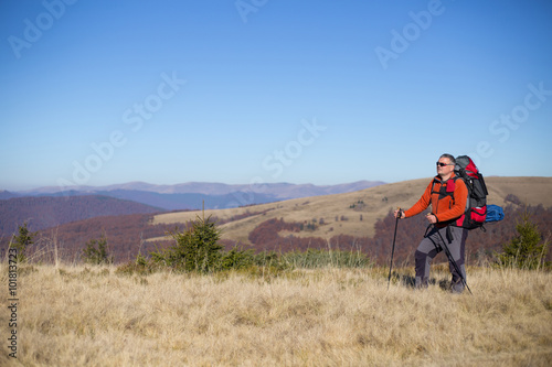 Summer hiking in the mountains.