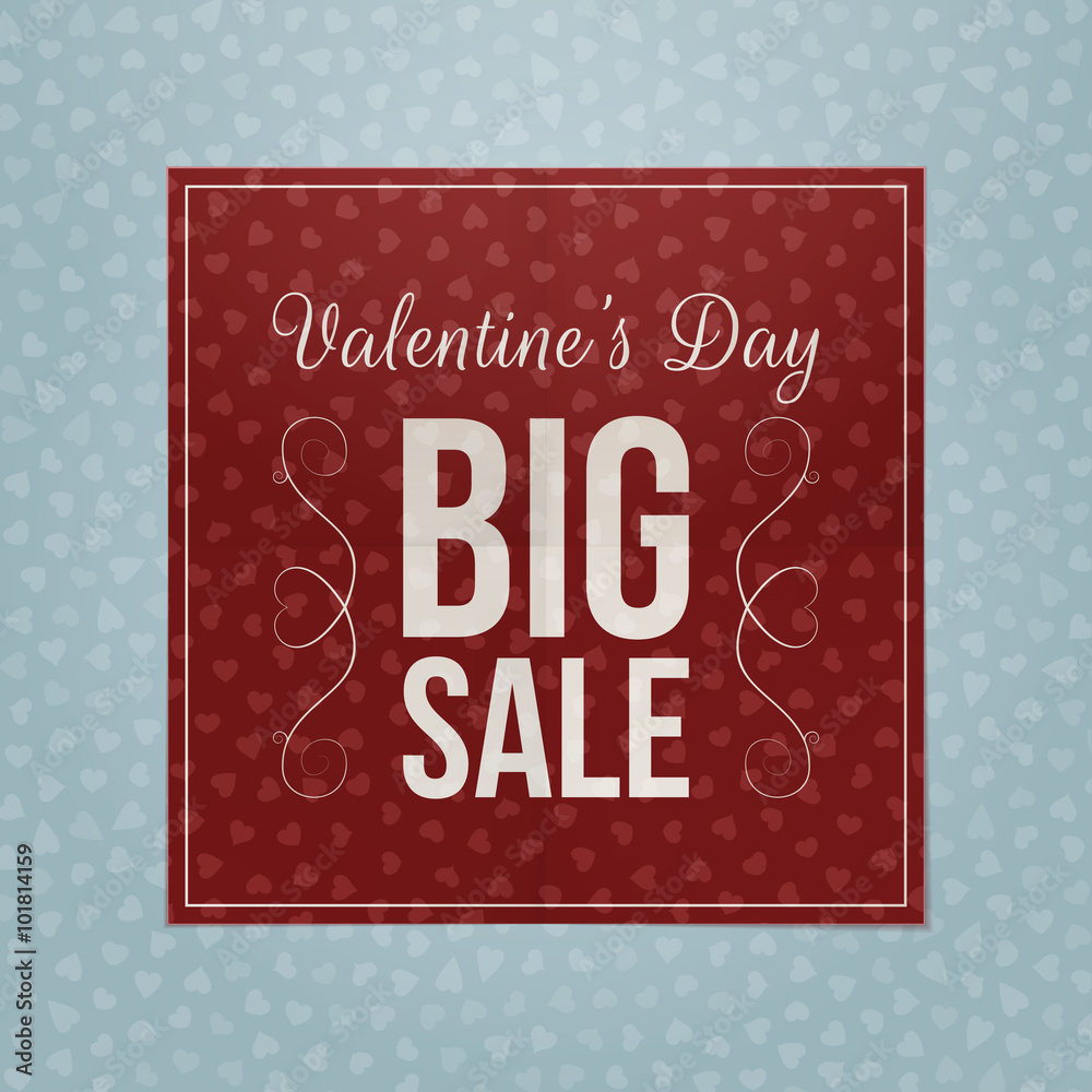 Valentines Day red square paper greeting Banner