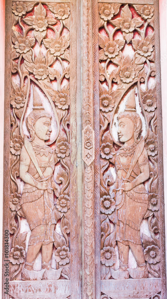 Traditional Thai art of painting on the door