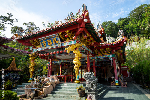 PERAK, MALAYSIA - 15TH JANUARY 2016; The ornate architecture at Fu Lin Kong Temple during Chinese New Year festive season in Pangkor island of Malaysia.