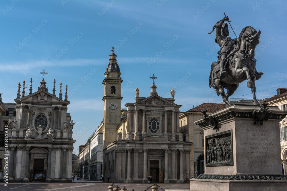 View of Piazza San Carlo in Turin, Italy