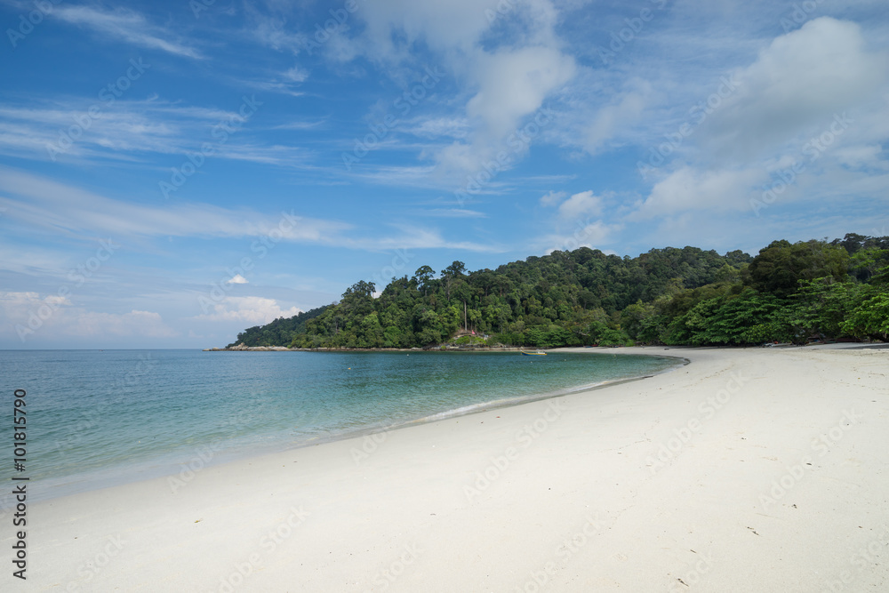 View of Teluk Nipah beach in Pangkor island, Malaysia.