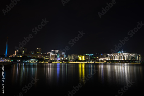 Night view of Putrajaya city. Putrajaya is a planned city, 25 km south of Kuala Lumpur, that serves as the federal administrative centre of Malaysia. 