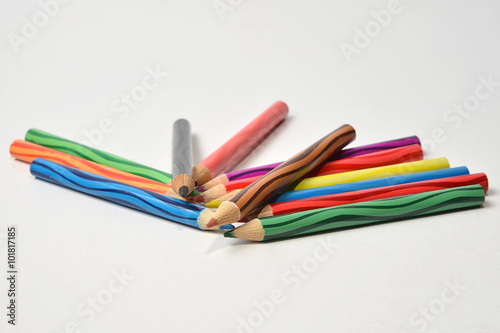 Colorful pencils isolated on white background.