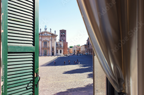The view from the windows on the square of the city of Mantova i