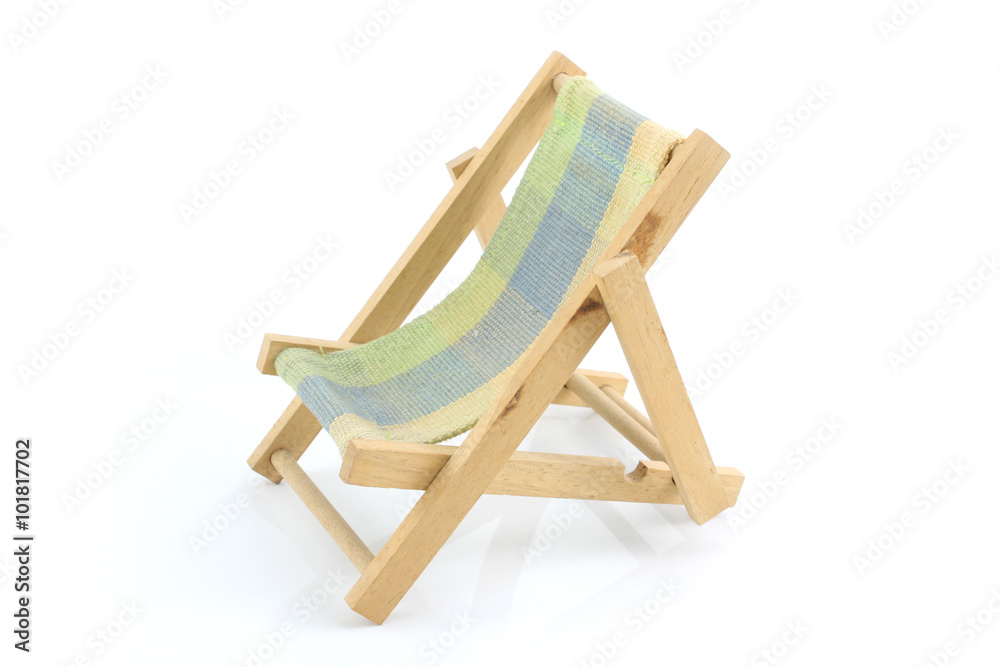 Wooden chaise lounge on a white background