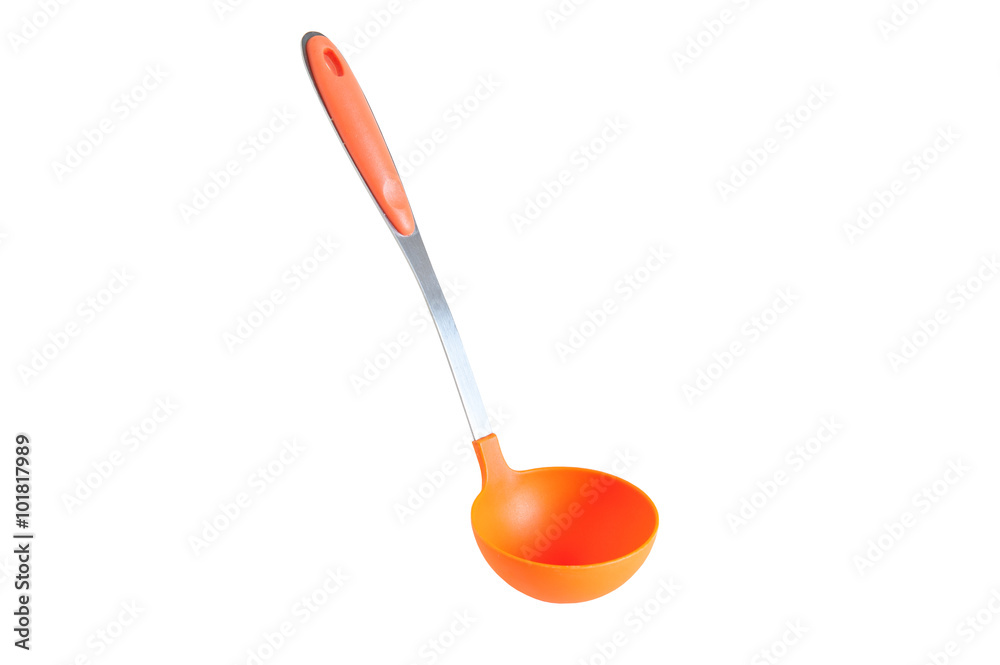 Orange ladle on white background Orange ladle on white background