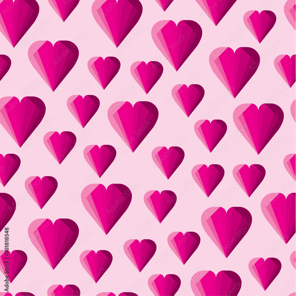 Abstract geometric pink hearts pattern for leaflets, prints, banners, web design, invitations, mockups
