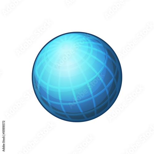 Blue Globe Network Icon on White Background. Vector