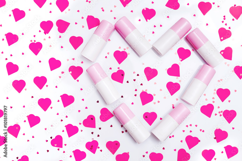 red and pink tubes on the white background, formed near red and pink tubes on the white background, formed near