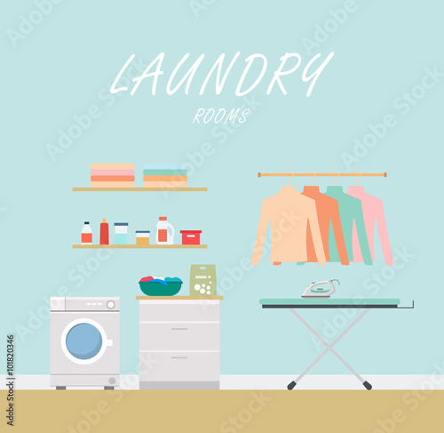 Laundry Room. Flat modern style.