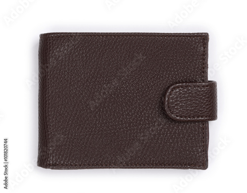 Brown leather wallet on white background