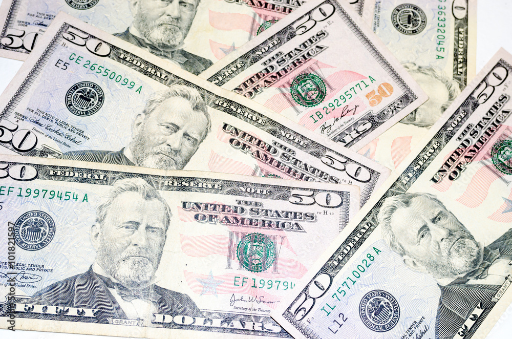 Macro shot of a 50 dollars Macro shot of a 50 dollars