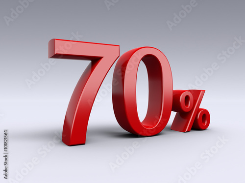 70percent discount on light background. Sale, percentages, special offer. 3D Numbers in red.