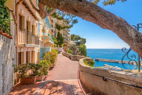 Street in Monaco Village in Monaco Monte Carlo, France.