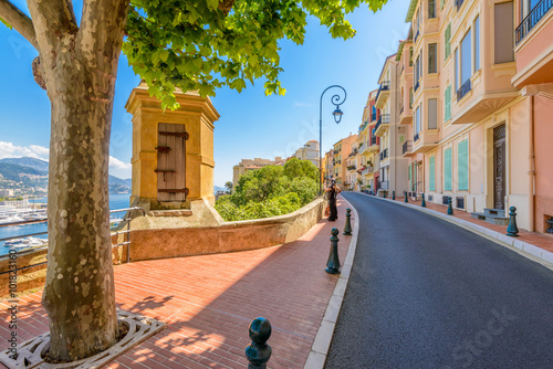 Fototapeta Naklejka Na Ścianę i Meble -  Street in Monaco Village in Monaco Monte Carlo, France.