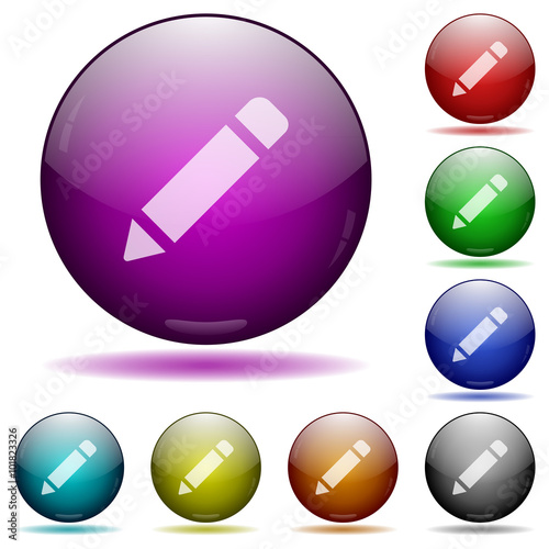 Pencil glass sphere buttons
