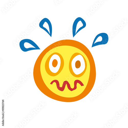 Vector icon summer, sun feels warm and sweat drops