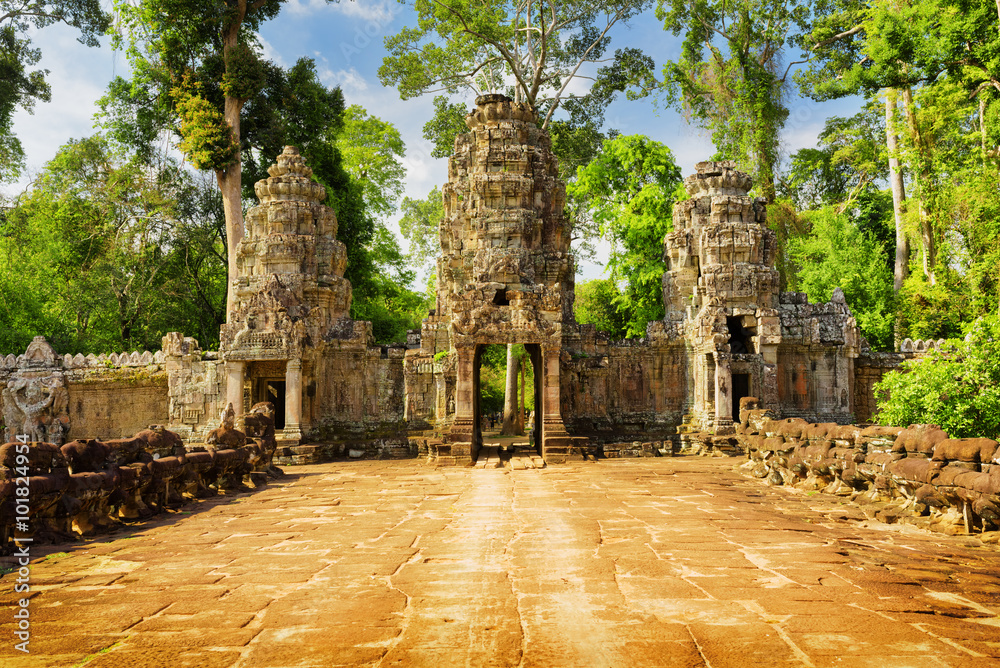 Entrance to ancient Preah Khan temple in Angkor, Cambodia