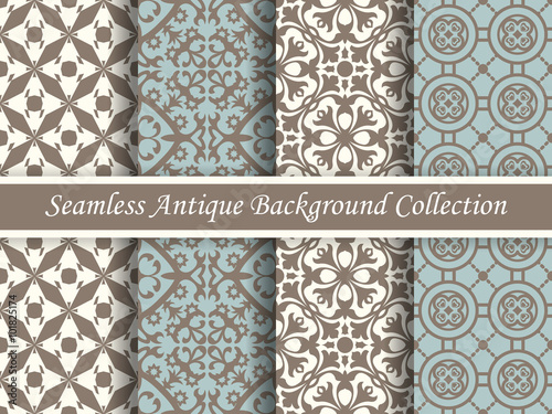 Antique seamless background collection brown and blue_21 