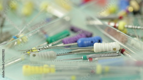 Endodontic Equipment in Petri dish glass closeup photo