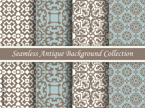 Antique seamless background collection brown and blue_24 
