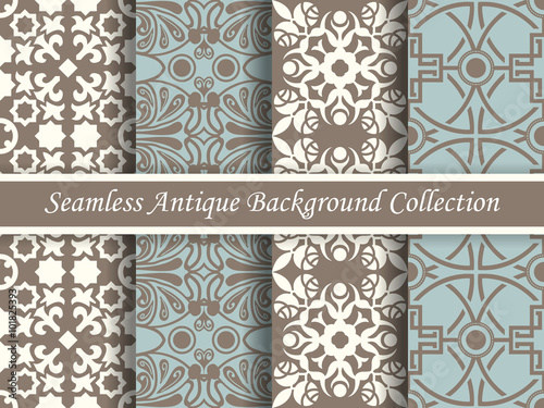 Antique seamless background collection brown and blue_25 