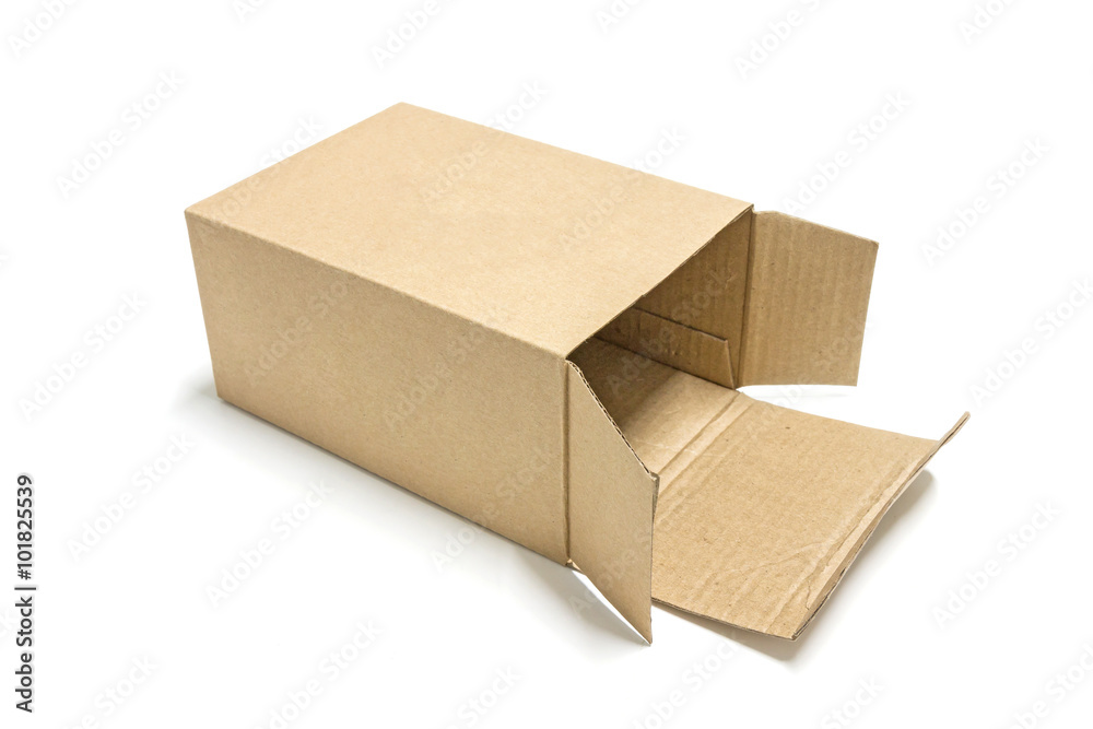 Brown paper box opened isolate on white background