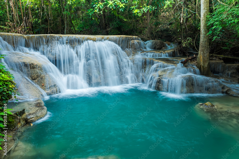 Beautiful and Breathtaking waterfall,Huay Mae Kamin, Located at the Kanchanaburi province, Thailand