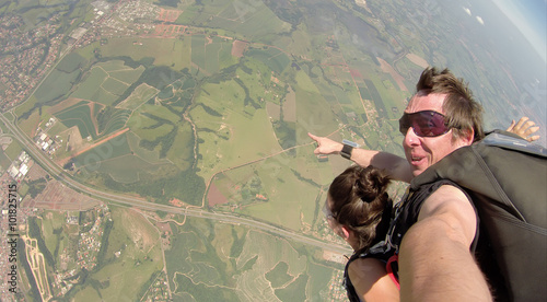 Sky diving tandem selfie