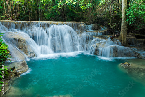 Beautiful and Breathtaking waterfall,Huay Mae Kamin, Located at the Kanchanaburi province, Thailand © peangdao