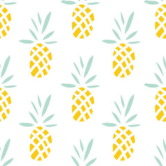 Keuken achterwand Ananas patronen Ananaspatroon op witte achtergrond  © ojardin