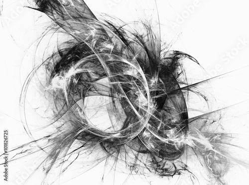 Abstract fractal black and white image . Fractal background . photo