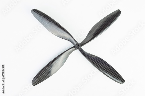 Carbon fiber drone propeller. Stock image macro.