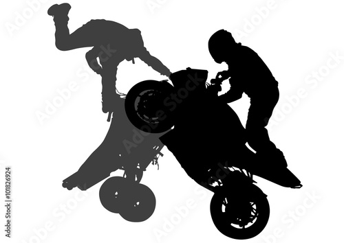 People and sport bike on white background