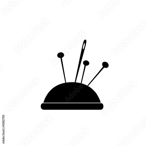 Pincushion with pins vector icon