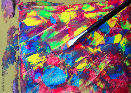 Closeup of brush and palette.