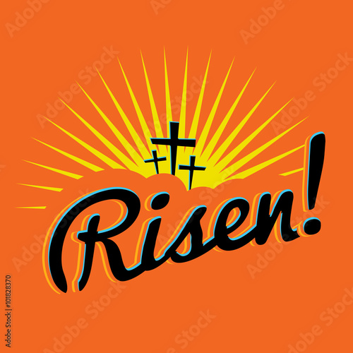 Risen Christian Easter Text Illustration
