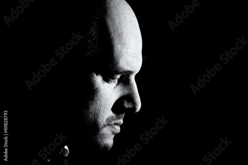 Slika na platnu Black and white portrait of man, godfather-like character.