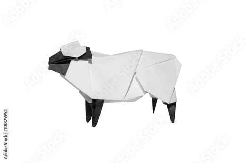 Origami Sheep isolated on white