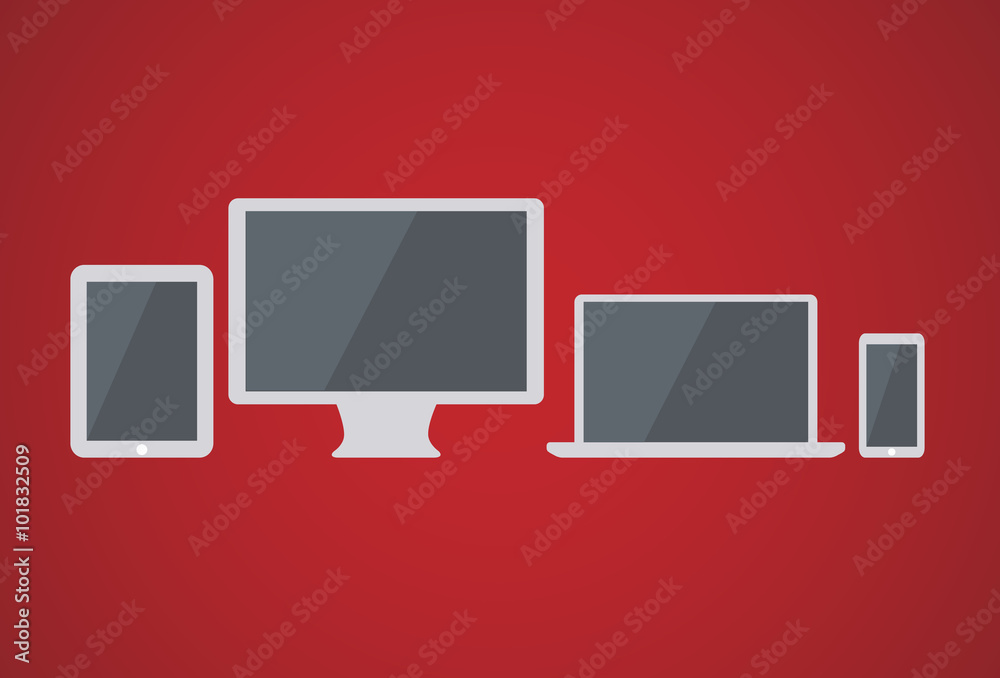 Flat design with devices: tablet, monitor, laptop, mobile phone. Vector Flat design with devices: tablet, monitor, laptop, mobile phone. Vector