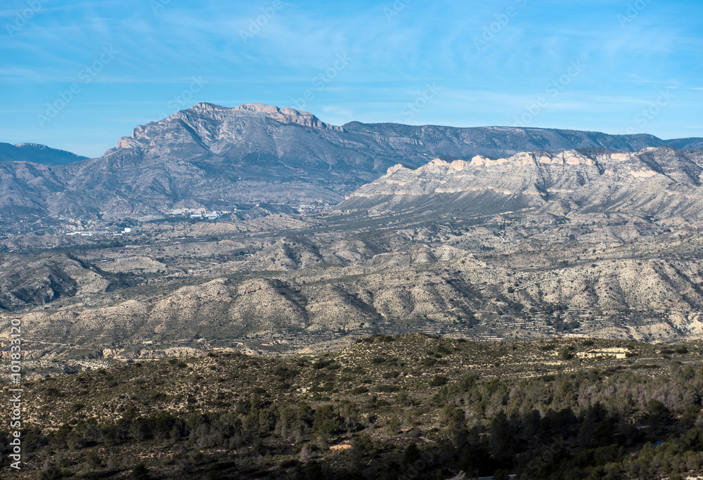 Mountain range in Alicante. Costa Blanca, Valencia. Spain