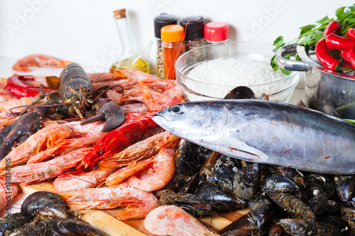 fresh uncooked marine products and  seasonings