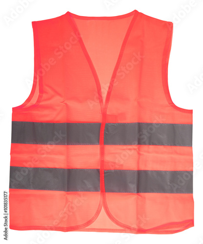 red Safety Vest / red Safety vest with reflective stripes isolated over a white background