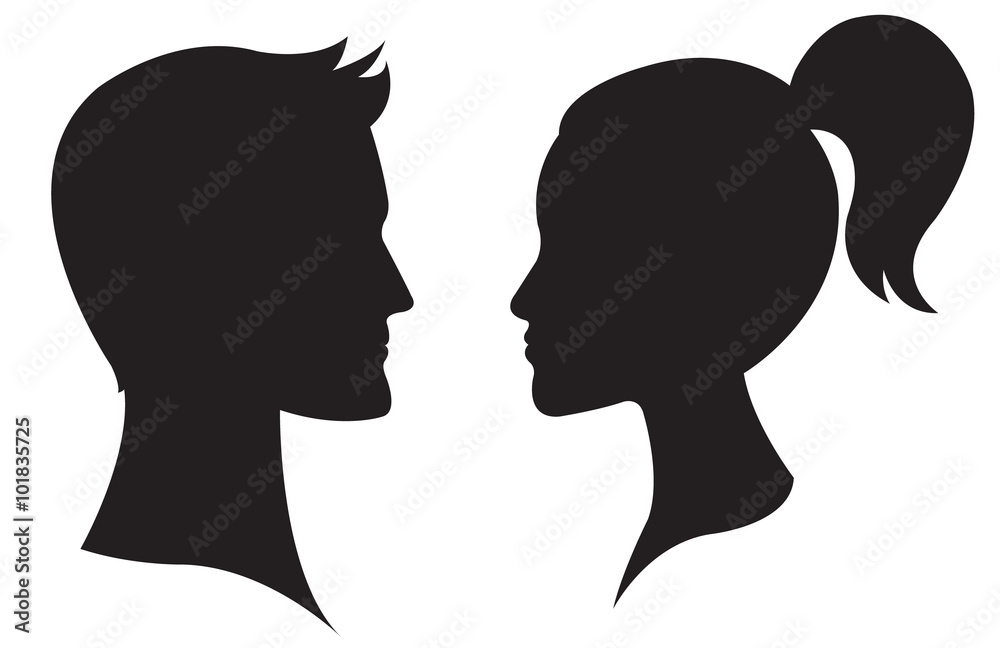Woman and Man Face Profile Woman and Man Face Profile