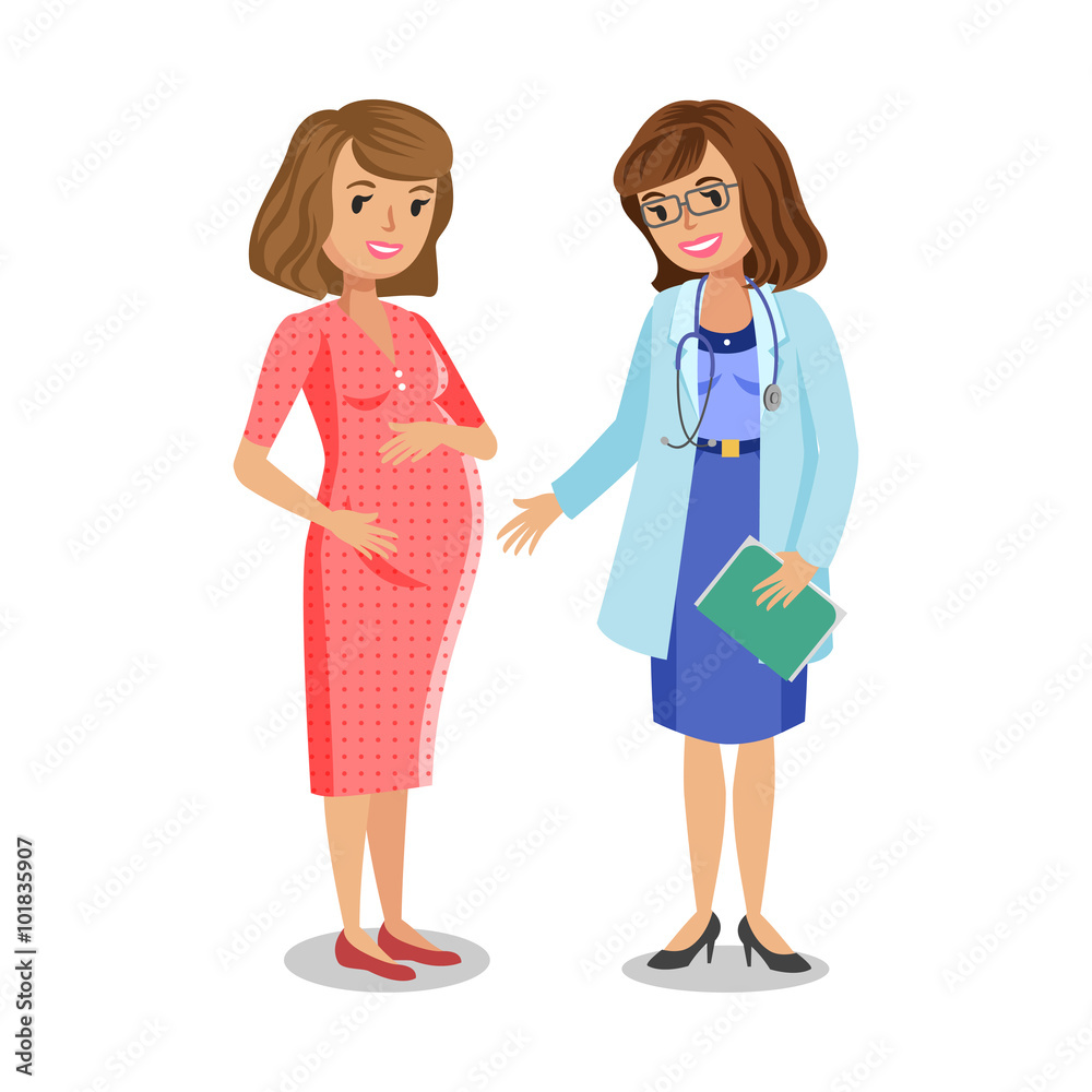 Pregnant woman visiting doctor in clinic, expectant mother Pregnant woman visiting doctor in clinic, expectant mother
