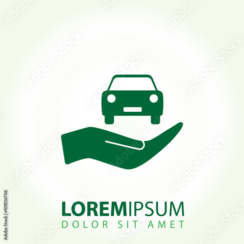 Car in hand icon