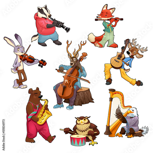 Musician cartoon animals