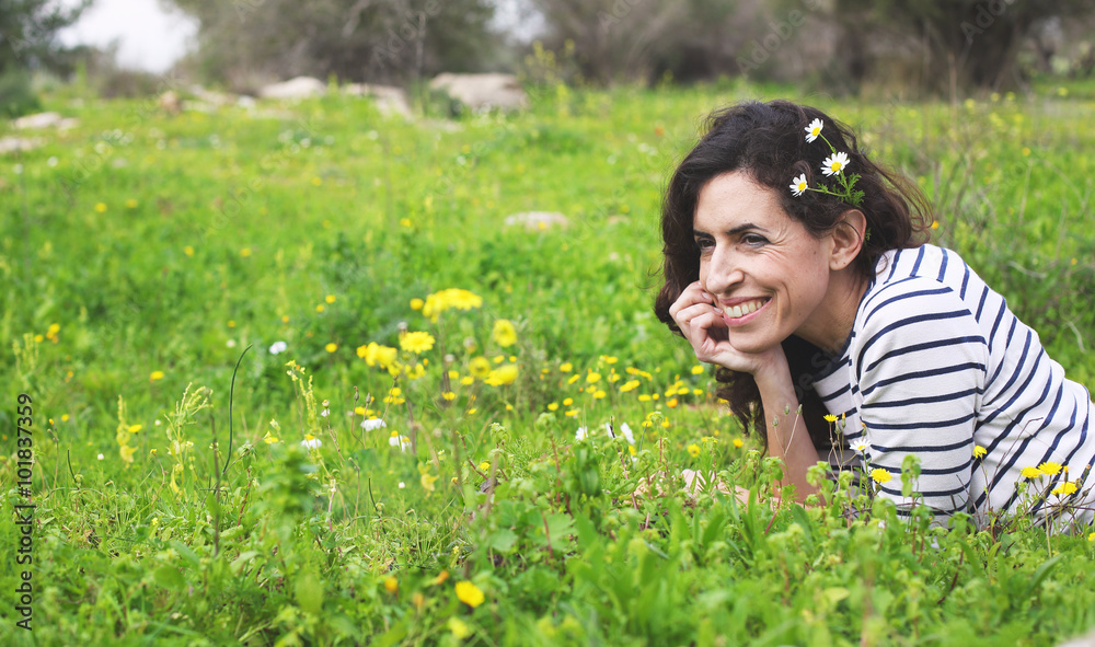 outdoor portrait of a beautiful middle aged woman outdoor portrait of a beautiful middle aged woman