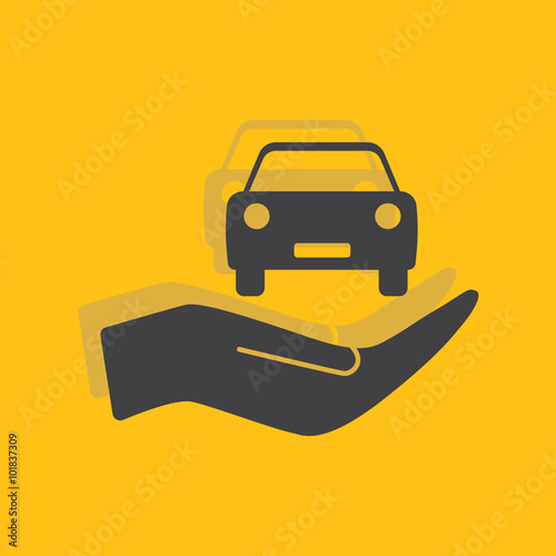 Car in hand icon